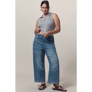 Anthropologie Pilcro Izzie Relaxed Pull On Barrel Jeans Large Cropped Wide Leg